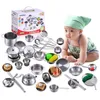 Keukens Speelvoedsel 25 stks Kinderen Roestvrij Staal Pretend Kitchen Pannenset Speelgoed Mini Kookspel Pot Schop Blik Kid 230925