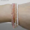 Bransoletki uroku 4pcs/zestaw kryształowe bransoletki dla kobiet dziewczęta z kamiennych koralików Bracelets Bracelets szara różowa biała niebieska seria kryształowa biżuteria mody Q230925