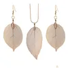 Earrings Necklace Leaf Design Jewelry Sets Set For Women Girls Lady Sier Rose Gold Black Fashion Pendant Charm Suit Jewellery Drop Del Dhj3D