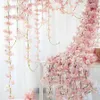 Fiori secchi 180 cm artificiale Sakura vite matrimonio giardino esterno arco di rose decorazioni per la casa album di seta di Natale sfondo piante da muro 230923