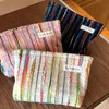 Kontrastfarbene Reise-Kosmetiktasche, Kleinigkeiten, Aufbewahrung, Organizer, Taschen, Regenbogen-gestreifte Clutch, Damen-Make-up-Organizer, Federmäppchen