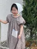 Robes de fille 2023 AncoBear Robe d'été d'été pour bébé coréen filles enfants Vintage décontracté coton en vrac enfants vêtements d'extérieur floraux