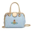 Kvinnors designväskor Saturnus tryck rosa blå rutig väska söt handväska crossbody väska