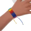 Bracciale con perline in filo di colori sfumati Vintage minimalista alla moda personalizzato con perline di riso regolabili bohémien intrecciate a mano