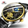 Marque de mode TEVISE hommes montre automatique mécanique bracelet en cuir phase de lune Tourbillon Sport horloge Relogio Masculino277t