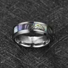 Anéis de casamento 8mm de largura banda de cor de aço anel de carboneto de tungstênio incrustado abalone shell masculino anillos