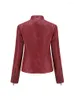 Kvinnors läderjackor Spring 2023 Jacket Autumn Moto Biker Zipper Red Black Apricot Coffee Coat Ladies Outerwear S-3XL kläder