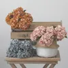 Dried Flowers Retro Autumn Hydrangea Bouquet Artificial Room Home Decoration DIY Wedding Floral Arrangement Party Supplies Po Props 230923