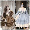 Robes décontractées Robe lolita gothique japonaise Femmes Kawaii Bow Bear Dentelle Bleu Manches longues Princesse Halloween Costume Cadeau pour les filles