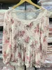 Basic Casual Dresses Sales Japan Lace Brushed Flower Printing Mesh Ribbon Bows Knitted Long Sleeve Mini Dress 230925