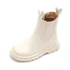 Botas Tamaño 21-30 Niños Primavera Invierno Zapatos Chelsea Fondo grueso Botas de algodón blanco impermeables Estilo británico Niñas Botas cortas para niños pequeños 230925