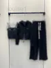 Pantalon de deux pièces pour femmes Designer LOE Chapeau Lettre Cardigan brodé Coussin de poitrine Cintre Zipper Top Wide Leg Trois Set 936V