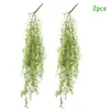 Fleurs décoratives décoration de mariage fausse vigne bureau plante en plastique 2 pièces artificielle suspendus décor guirlande florale lierre vert extérieur