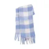 AC Plaid Women's Scarf Brown Circled Yarn Japanese and Korean Advanced Color Matching Healing Autumn Winter Cersatile Thicked Tassel Neck Flow