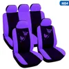 Housses de siège de voiture 4/9 pièces, ensemble de housses de coussin universelles pour garniture intérieure d'automobile, Style brodé rose violet 218Q