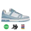 Dames Heren Casual Designer Schoenen Virgil Reliëf Abloh Wit Zwart Roze Monogrammen Denim Blauw Merk Plat Kalfsleer Platform Lederen Trainer Lage Top Sneakers Maat 45