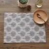 Masa paspasları 4pcs lüks ağaç baskı çuval bezi keten placemat ısı yalıtım mat yemek kahve fincanı çay bezi çift kalın