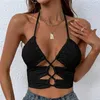 Tanques femininos Chronstyle Criss-Cross Halter Tie Up Camis Mulheres Verão Sexy Sem Mangas Backless Tank Crop Tops Casual Mini Colete Clube