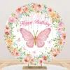 Party Decoration Customized Flower Butterfly Girl Birthday Round Backdrop Baby Pographic Pography Kids Po Studio Pophone