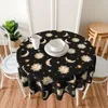 Nappe de Table rétro soleil céleste, lune, or, noir, imprimé, couverture de Protection personnalisée, Polyester, fête, vente en gros, carrée