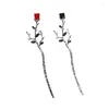 Hair Clips Vintage Rose Sticks For Women Simple Chinese Style Black Red Hairpins Disk Hairsticks Headdress Fashion Accessories