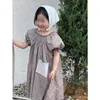 Robes de fille 2023 AncoBear Robe d'été d'été pour bébé coréen filles enfants Vintage décontracté coton en vrac enfants vêtements d'extérieur floraux