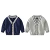 Cardigan Autumn Children Boy Sweater Casual Cardigans Boys Fashion Spring V-Neck Cardigans för barn 2-6 år 230925