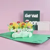 装飾的な花3D Get Soon Soon Card -Up挨拶同情母の日結婚記念日の誕生日のポストカード