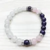 SN1029 Moda Guarigione Ametista Bracciale da polso Mala Yoga Regalo per ragazze Gioielli in pietra naturale Quarzo rosa Bracciale al quarzo neve262u