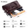 Briefcases Piuncle Brand Genuine Leather Business Men's Briefcase Male Shoulder Bag Men's Tote Messenger Bag Computer Handbag Luxury Soft 230925