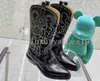 Western Boots: Embroidered Knee-High Fashion Leather Mid-Calf Cowboy Shoes, Ladies High Heel Western Boots Perfect for Daily Style