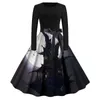 Повседневные платья Костюмы на Хэллоуин Женские винтажные для женщин Темное платье для матери невесты Вечернее платье с длинными рукавами