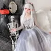 Halloween adulto vestuário fantasma noiva vestido de casamento crânio zumbi vestido terror boneca bruxa maquiagem bola vestido