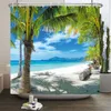 Zasłony prysznicowe 3D plażowe sceneria prysznicowe Ocean Ocean Morzarnomanowe zasłony łazienki Wodoodporna dekoracja materiału 180*240 cm Kurtyna do kąpieli 230923