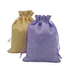 Presentförpackning 50st Vintage Natural Burlap Hessia Candy Bags Wedding Party Favor Pouch Birthday Supplies Drawstrings Jute