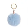 Anahtar Yüzükler 8cm Pompom Marka Çantası Anahtarlık Araba Krahi Altın Renk Zincirleri Pomponlar Sahte Sahte Sahte Tavşan Kürkleri Zincir Diy Pom Poms Balls Wom DHK6D