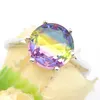 6 pezzi / lotto nuovo tondo arcobaleno bi colorato tormalina zirconi gemme argento sterling 925 placcato donne anello nuziale gioielli USA formato 789 # 229e
