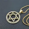 Religious Magen Star of David Pendants Necklace Gold Color Stainless Steel Hexagram Necklace Women Men Iced Out Jewish Jewelry1285C