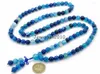 Strand Natural Blue Stripe 10mm Gems Stone Buddhist 108 Bead Prayer Mala Long Necklace Multi-Purpose Bracelet 5Strands/Pack