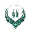 Ketting Oorbellen Set Overdreven Voor Vrouwen Trend Kristal Bloem Accessoire Sets Bruidsjurken Avondjurk Feestsieraden