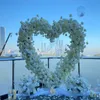 High-grade Wedding Backdrop Decoration Heart Shaped Arch Stand With Artificial Flower For Party Stage Window Display Props