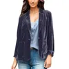 Giacche da donna Blazer in velluto dorato Giacca da donna alla moda Abiti primaverili autunnali Giacca da ufficio da donna Manica lunga Risvolto Solido Casual