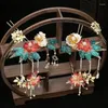 Hårklipp handgjorda vintage kinesiska blommor hårnålar huvudstycke tillbehör brud skal bröllop smycken