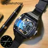 MILLES Titta på Richards Mile Casual Mens Automatic Mechanical Raffined Steel Cutout Personlighet Fashion Large Waterproof Tape Man God Domineering Tide Night Light O