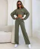 Women's Two Piece Pants 2023 Fashion Long-sleeved Round Collar Short Brief Paragraph Coat Suit Three-piece