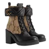 مصمم الحذاء Matelasse Martin Boot Women Winter Chunky Buckle Chelsea Boots Leath