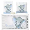 Sängkläder set lvyziho baby boy crib Anpassat namn blå elefant sängkläder set baby shower gåva sängkläder set 230923