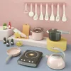 Kitchens Play Food Children Simulation Kitchen Cooking Toy Set Sound Light Function Pot Pan Bowl Kids Pretend Cookware Kit Girls Gifts 230925