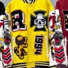 Varsity Jackets For Men Stitched Letterman Skull Sports Baseball Collar Leather Sleeve Streetwear Hip Hop Bomber Peace Tops Coats Embriodery