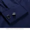 Men's Dress Shirts Hidden Buttons Long Sleeve Solid French Cuff Shirt Without Pocket Standard-fit Comfortable Cotton Non-iron